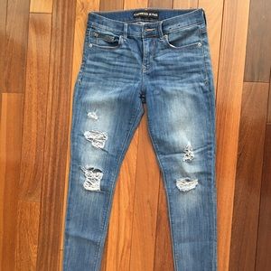 Express mid rise blue Jean cropped leggings size 2R